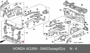 Балка крепления радиатора 04603SAAG42ZZ HONDA