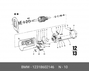 Угольная щетка, генератор 12 31 8 602 146 BMW
