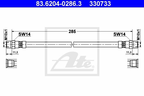 Тормозной шланг 83.6204-0286.3 ATE