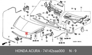 Уплотнитель капота 74142SAA000 HONDA