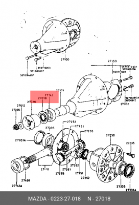 Уплотняющее кольцо, дифференциал 0223-27-018 MAZDA