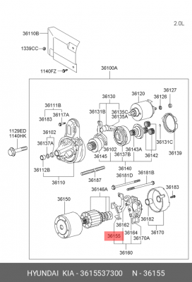Щетка стартера 3615537300 HYUNDAI KIA