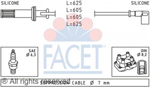 Ккомплект проводов зажигания 4.8456 FACET