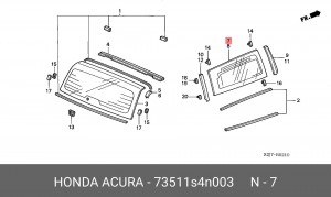 Стекло боковое 73511S4N003 HONDA