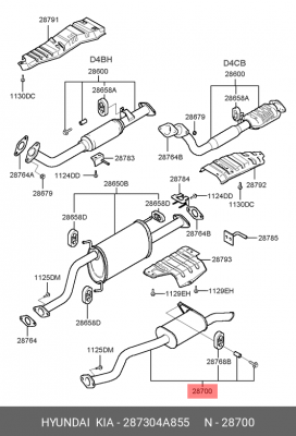 Глушитель выхлопных газов конечный 287304A855 HYUNDAI KIA