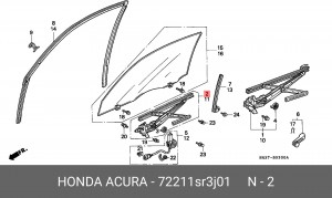 Подъемное устройство для окон 72211SR3J01 HONDA