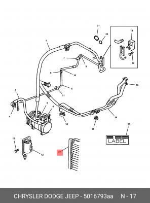 Конденсатор, кондиционер 5016793AA CHRYSLER