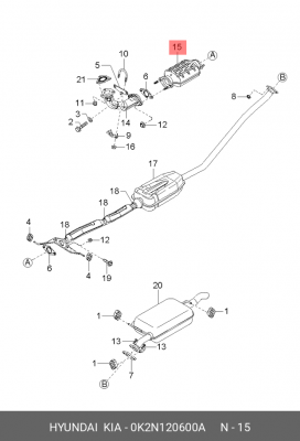 Катализатор 0K2N120600A HYUNDAI KIA