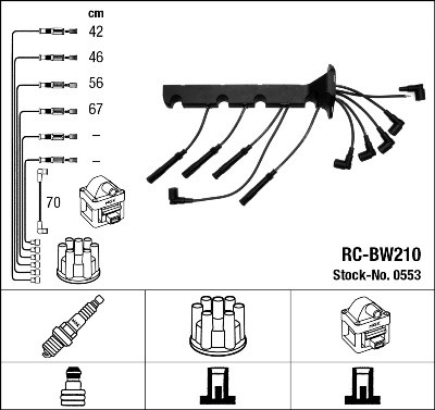 Ккомплект проводов зажигания RC-BW210 NGK NTK