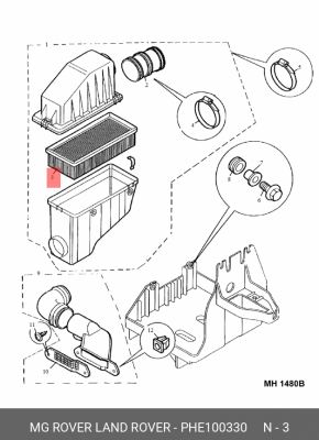 Воздушный фильтр PHE100330 MG ROVER LAND ROVER