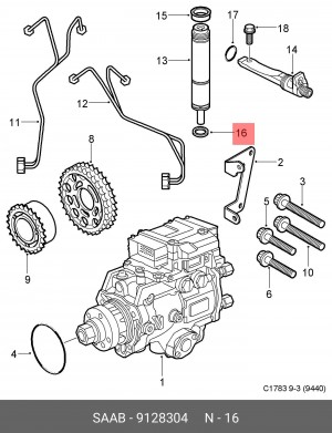 Прокладка, корпус форсунки 9128304 SAAB