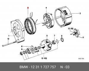 Статор, генератор 12 31 1 727 757 BMW