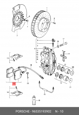 Комплект тормозных колодок, диско 96535193902 PORSCHE