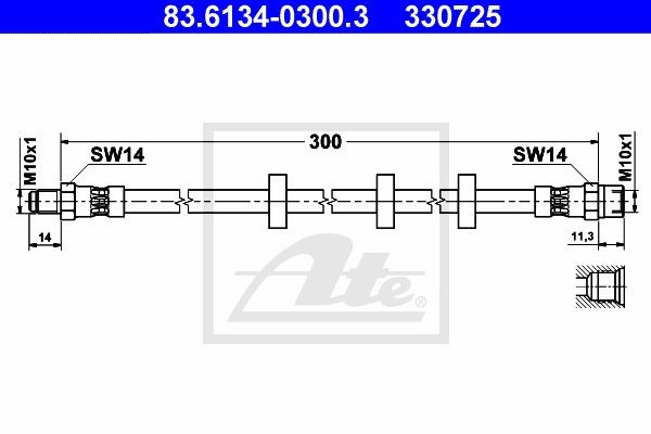 Тормозной шланг 83.6134-0300.3 ATE