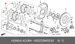 Комплект тормозных колодок, диско 45022SMGE50 HONDA