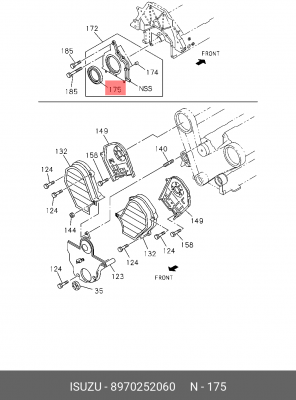 Уплотняющее кольцо, коленчатый вал 8-97025-206-0 ISUZU
