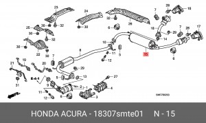 Глушитель - задняя часть системы ОГ 18307SMTE01 HONDA
