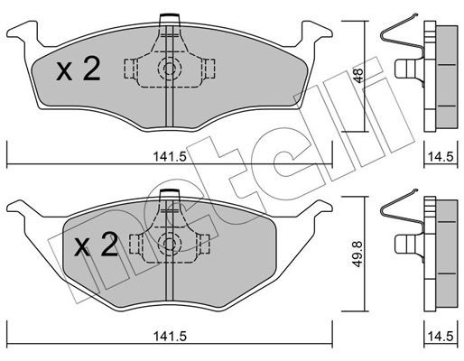 Комплект тормозных колодок, диско 22-0345-0 METELLI