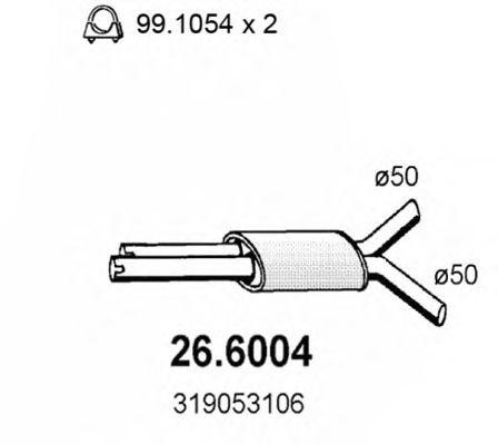 Средний глушитель выхлопных газов 266004 ASSO