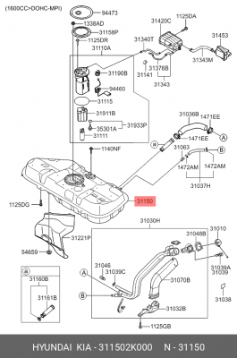 Бак топливный 311502K000 HYUNDAI KIA