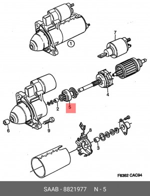 Привод с механизмом свободного хода, стартер 8821977 SAAB