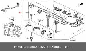 Ккомплект проводов зажигания 32700P5K003 HONDA