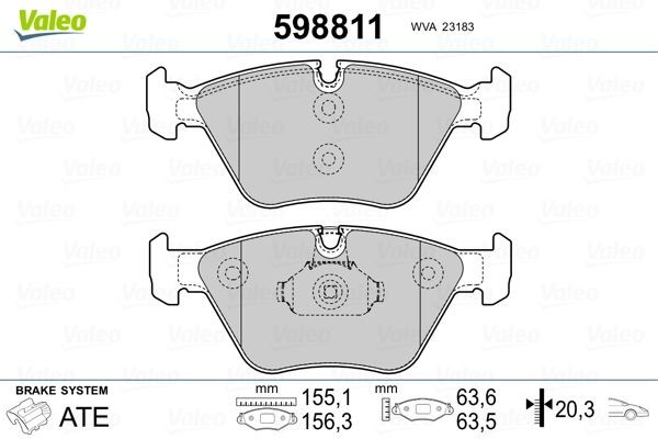 Комплект тормозных колодок, диско 598811 VALEO PHC
