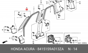 Облицовка стойки кузова 84151S9A013ZA HONDA