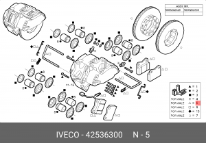Комплект тормозных колодок, диско 42536300 IVECO