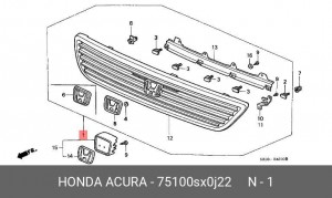 Решетка радиатора 75100SX0J22 HONDA