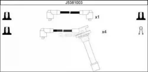 Ккомплект проводов зажигания J5381003 H B JAKOPARTS NIPPARTS