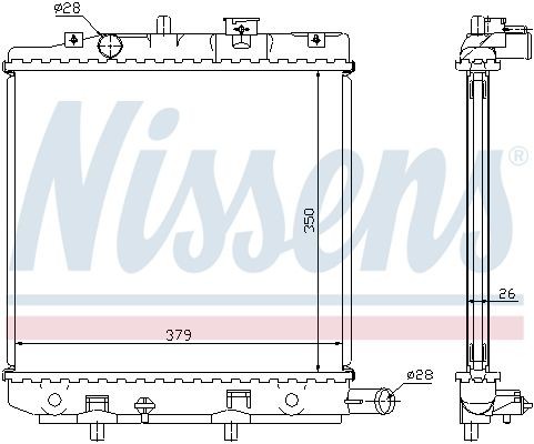 Радиатор, охлаждение двигател 62043A NISSENS