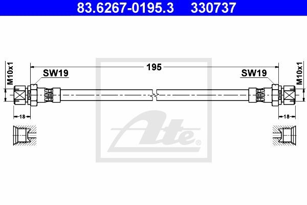 Тормозной шланг 83.6267-0195.3 ATE