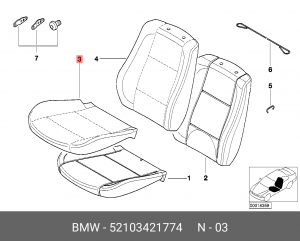 Обивка сиденья 52 10 3 421 774 BMW