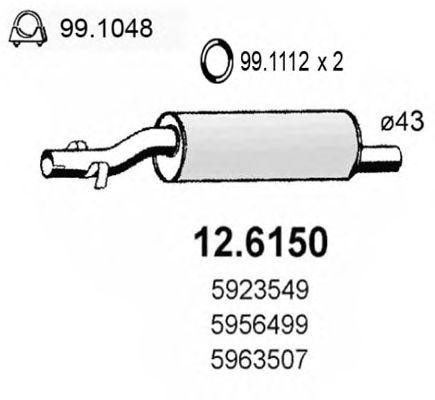 Средний глушитель выхлопных газов 126150 ASSO