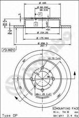 Тормозной диск 08544340 BREMBO