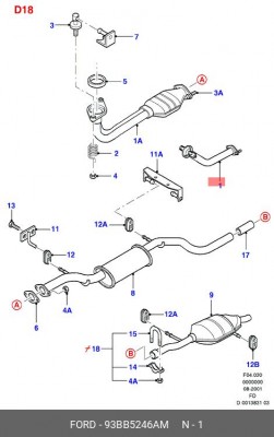 Труба приемная 93BB5246AM FORD