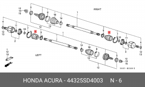 Комплект пылника, приводной вал 44325SD4003 HONDA
