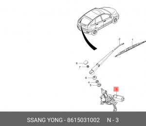 Электромотор привода стеклоочистителя 8615031002 SSANG YONG