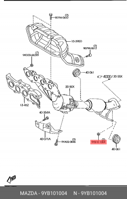 Гайка, выпускной коллектор 9YB1-01-004 MAZDA