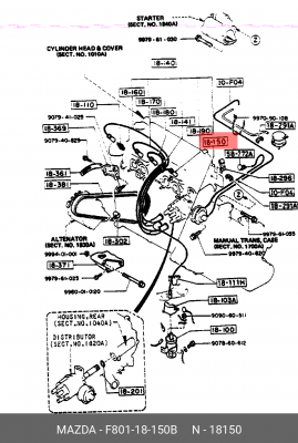 Провода высоковольтные системы зажигания (комплект) F801-18-150B MAZDA