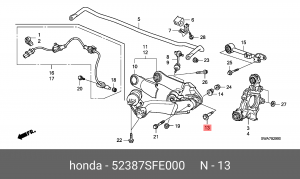 Болт регулировочный схода - развала 52387SFE000 HONDA