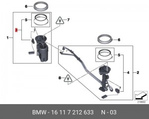 Датчик уровня топлива 16 11 7 212 633 BMW