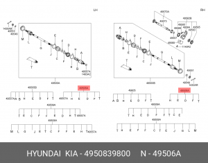 Комплект пылника, приводной вал 4950839800 HYUNDAI KIA