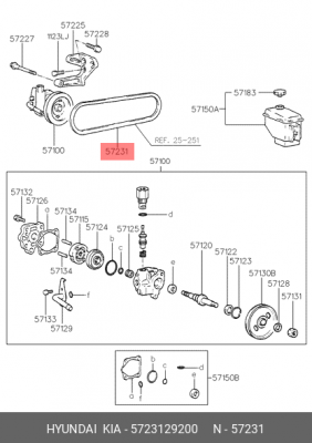 Клиновой ремень 57231-29200 HYUNDAI KIA