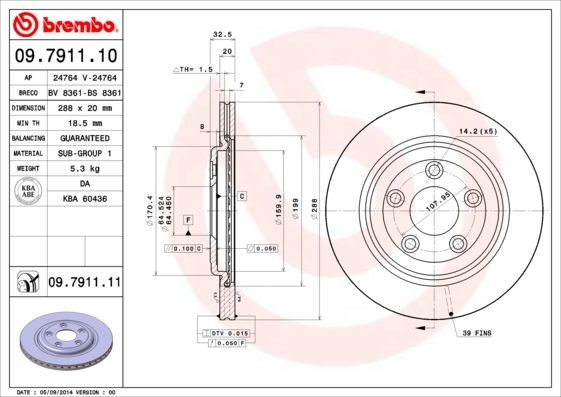 Тормозной диск 09791110 BREMBO