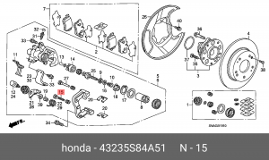 Втулка направляющая тормозного суппорта 43235S84A51 HONDA
