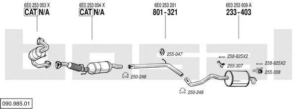 Система выпуска ОГ 09098501 BOSAL
