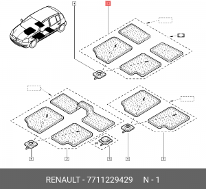 Коврики салона (комплект) 7711229429 RENAULT