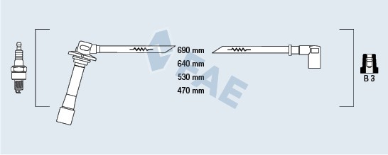 Ккомплект проводов зажигания 83641 FAE